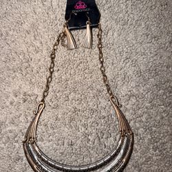 Paparazzi, Copper And Silvertone Necklace New