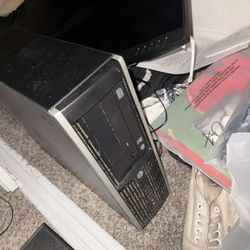 Complete Desktop Computer Setup - HP PC, Monitor & Speakers (Plug & Play)