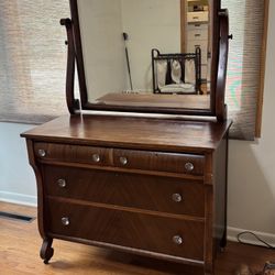 Hand carved Mahogany Dresser With Mirror