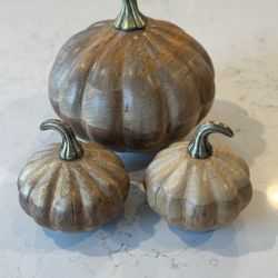 Wooden Pumpkin Set