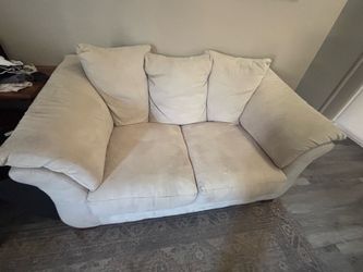 Cream Fabric Loveseat with Cushions