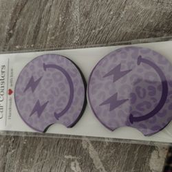 Purple Smile Face Car Coaster 