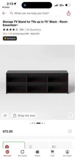 Storage TV Stand for TVs up to 70" Black