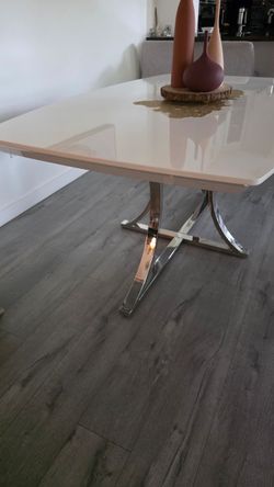 White Gloss Dining Table with Chrome Base