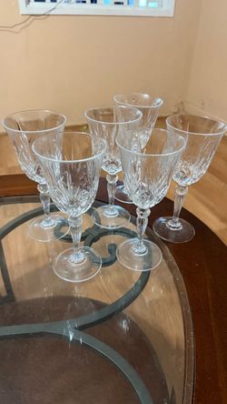 Set of 6 Cut Crystal Wine Glasses