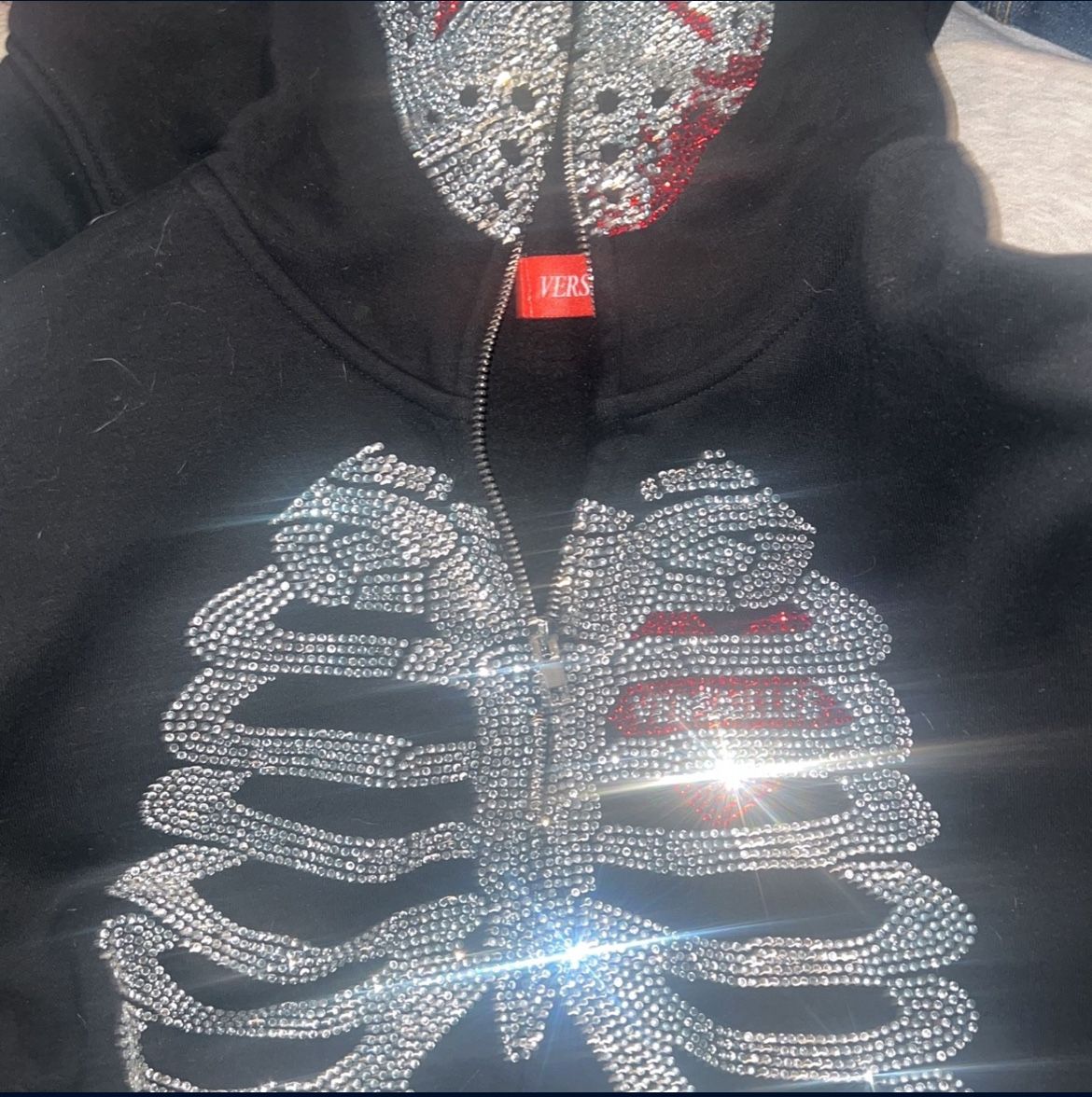 Versailles rhinestone zip up