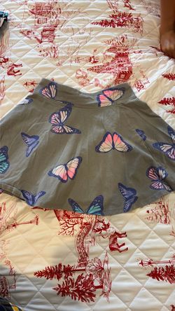 Light gray Butterfly Print Flared Skirt