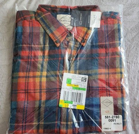 Mens Classic Fit Long Sleeve Flannel Shirt Size LTall New