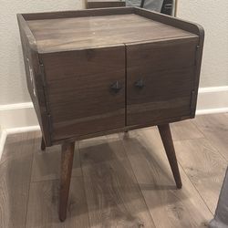 Mid-Century Style Solid Wood Cabinet Nightstand