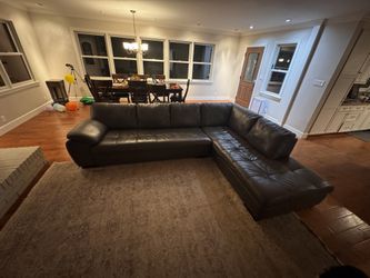 Grey Leather Sectional