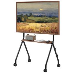 Rolling TV Stand Tripod Easel for 49-80 inch Screens - New Portable TV Cart with Wheels & Shelf