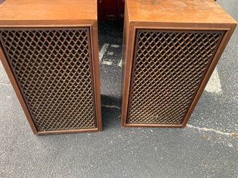 Vintage Wood Cabinet Floor Speakers Pair
