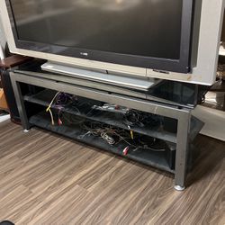 Glasses TV Stand Including Old 55 Inches Sony