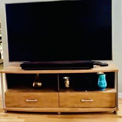 Light color wood TV stand with storage drawers Up To 65” 