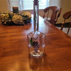 Minelli Handpainted Decorative Glass Corked Bottle