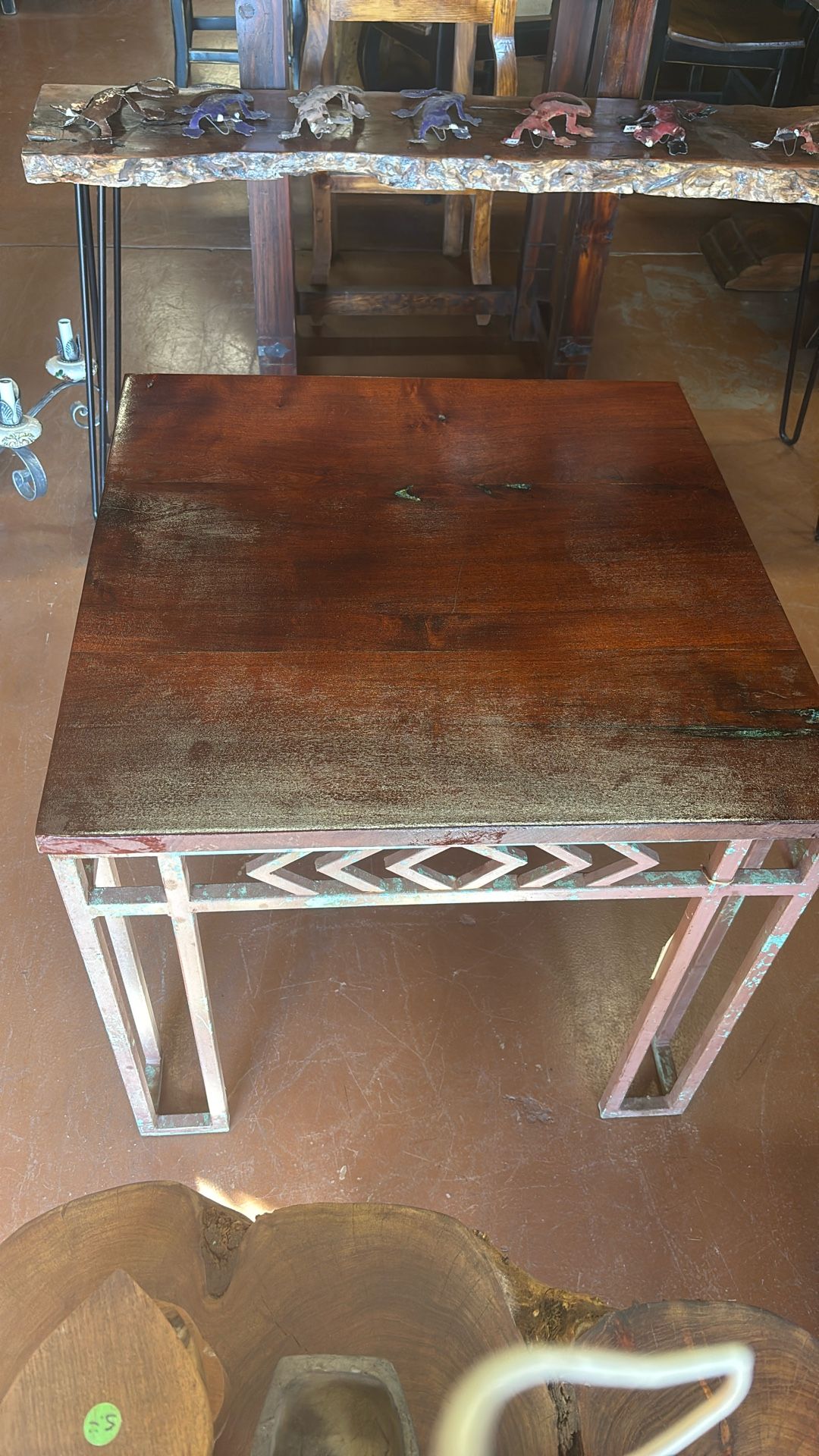 Mezquite Coffee table with Turquoise With metal Base