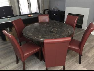 Dining table set for 6 Wine/Black