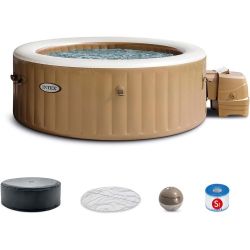 INTEX 28427EP PureSpa Bubble Massage, Inflatable Spa Set, Sahara Tan, 6-Person