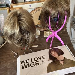 2 Dark Blond Wigs 