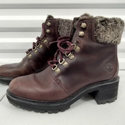 Timberland Leather Faux Fur Women's Ankle Boots Size 7.5
