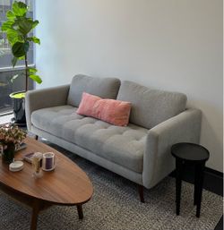 Gray Tufted Fabric Sofa