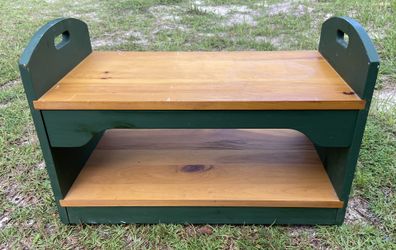 Wooden bench on wheels