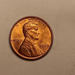 1969 Denver Mint Lincoln Cent W/errors 