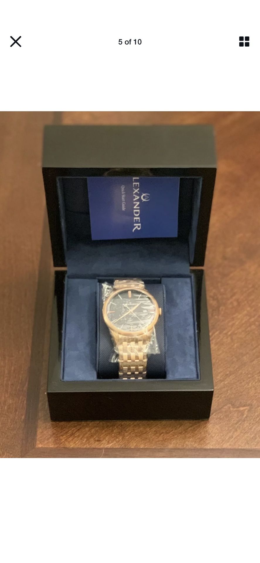 Alexander Men's Rose Gold Stainless Steel Link Bracelet Quartz Watch