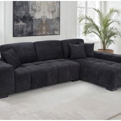 Octavia Upholstered Sectional Chaise Sofa Black