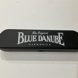 Vintage Blue Danube Harmonica With Case