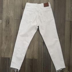 Levis 501 light pink raw hem jeans