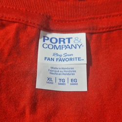 (BB - 9)  PORT & COMPANY WOMEN'S LONG SLEEVE V-NECK RED T-SHIRT SIZE X-LARGE 