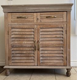 Rustic Wood Cabinet with Shutter Doors