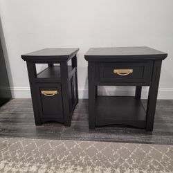 Two Black Vintage Style Sidetables 