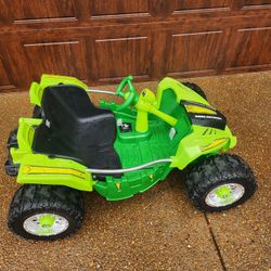 12V Green Rechargeable Battery-Powered Kids Ride-On Dune Buggy ATV Racer

