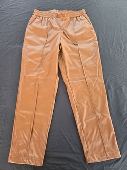 New Nine West Womens Brown Faux Leather Jogger Pants Size Medium