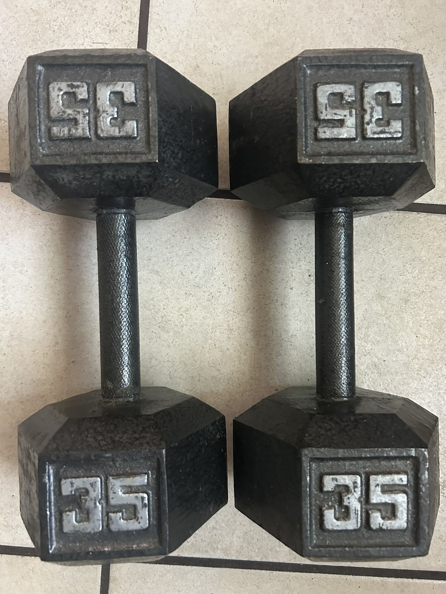 35 lbs Cast Iron Dumbbells For Sale