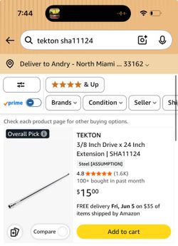 TEKTON 3/8 Inch Drive x 24 Inch Extension | SHA11124