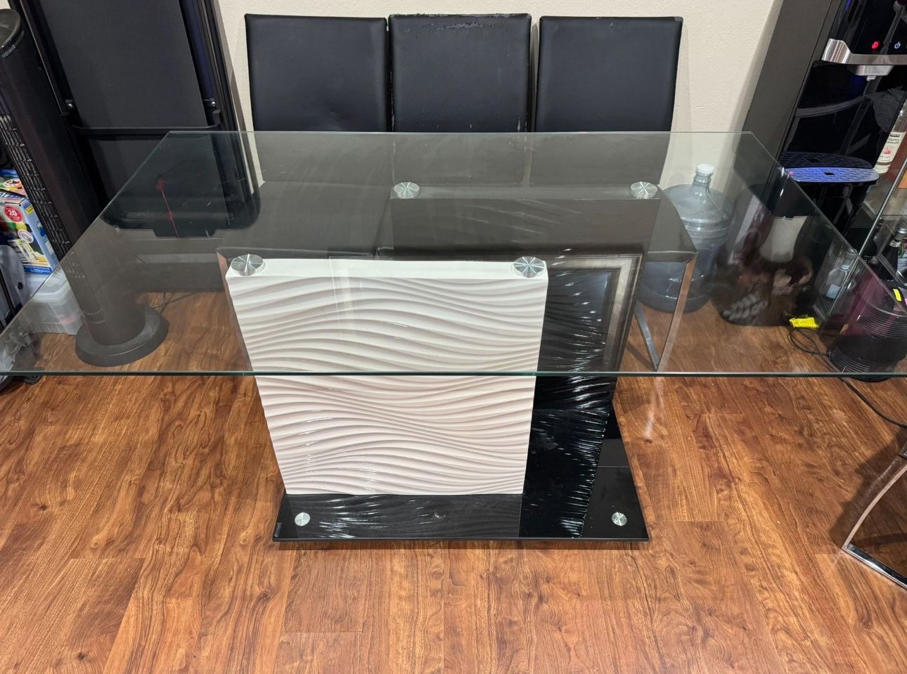 Modern Glass Dining Table 6 Chairs (Used)