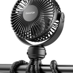 Gaiatop Stroller Fan Battery Operated Detachable 3 Speed Rechargeable 360° Rotate Flexible Tripod