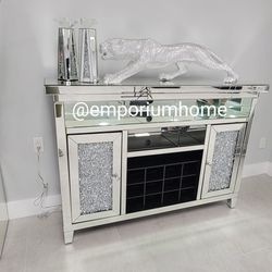 stand accent bar unit 60" tall crystals mirrored