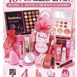 16 PCS Makeup Gift Set 2 pallets + 14 Accessories cosmetic