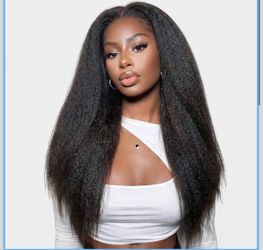 Black Kinky Straight Pull Go Full 13x6 Lace Front Wig 100% Human Hair 16” *NEW*