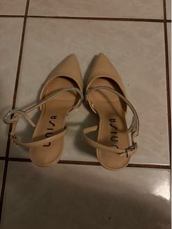 Nude Rhinestone Ankle Strap Heels size 6.5
