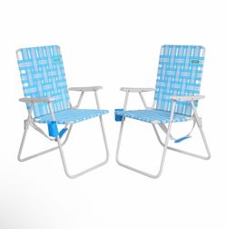 SunnyFeel 15" Tall Folding Webbed Lawn Beach Chair for Adults 2 Pack