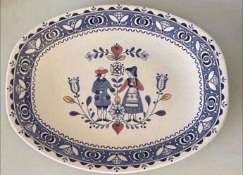 Vintage Johnson Brothers "Hearts & Flowers" oval serving platter.