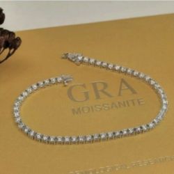 New 6.5 ct Moissanite Tennis Bracelet 14k White Gold Sterling Silver 3mm