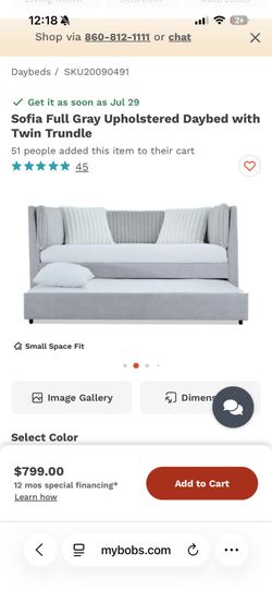 Like New Sofia Full Upholstered Daybed with Twin Trundle