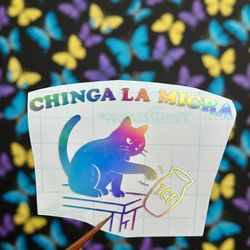 Chinga La Migra Cat Decal, Anti Ice Cat Window Sticker 