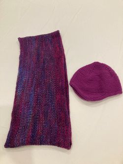 Hand Knitted Cowl Scarf & Hat Set